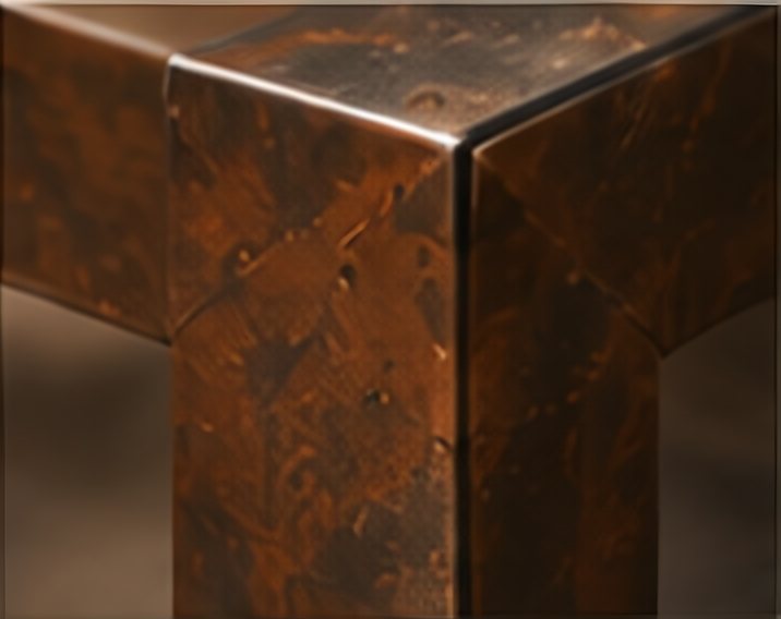 Macro of the steel frame corner with corten-look patina